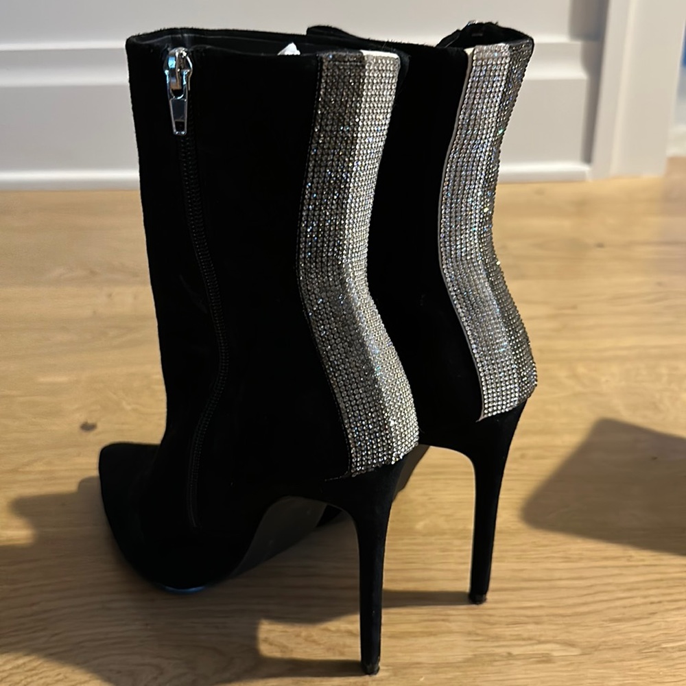 Steve Madden black suede crystal booties